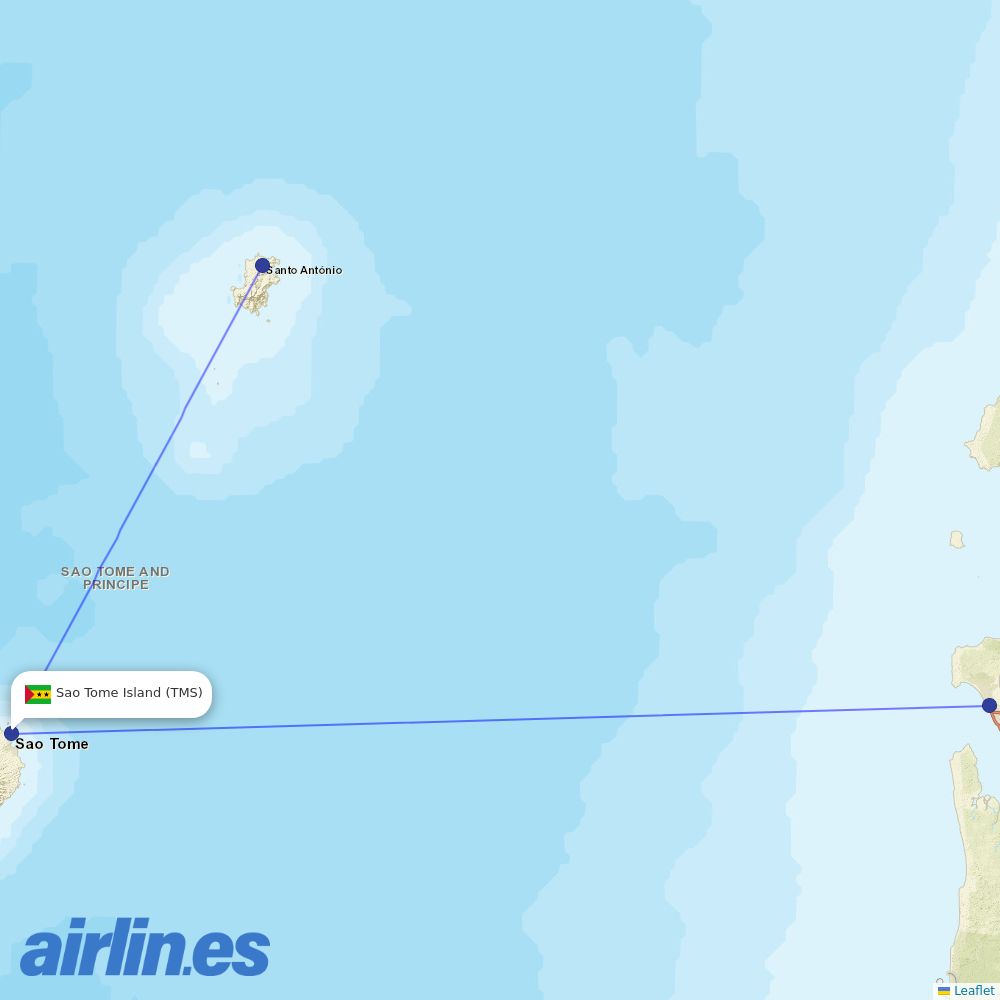 Afrijet from Sao Tome International destination map