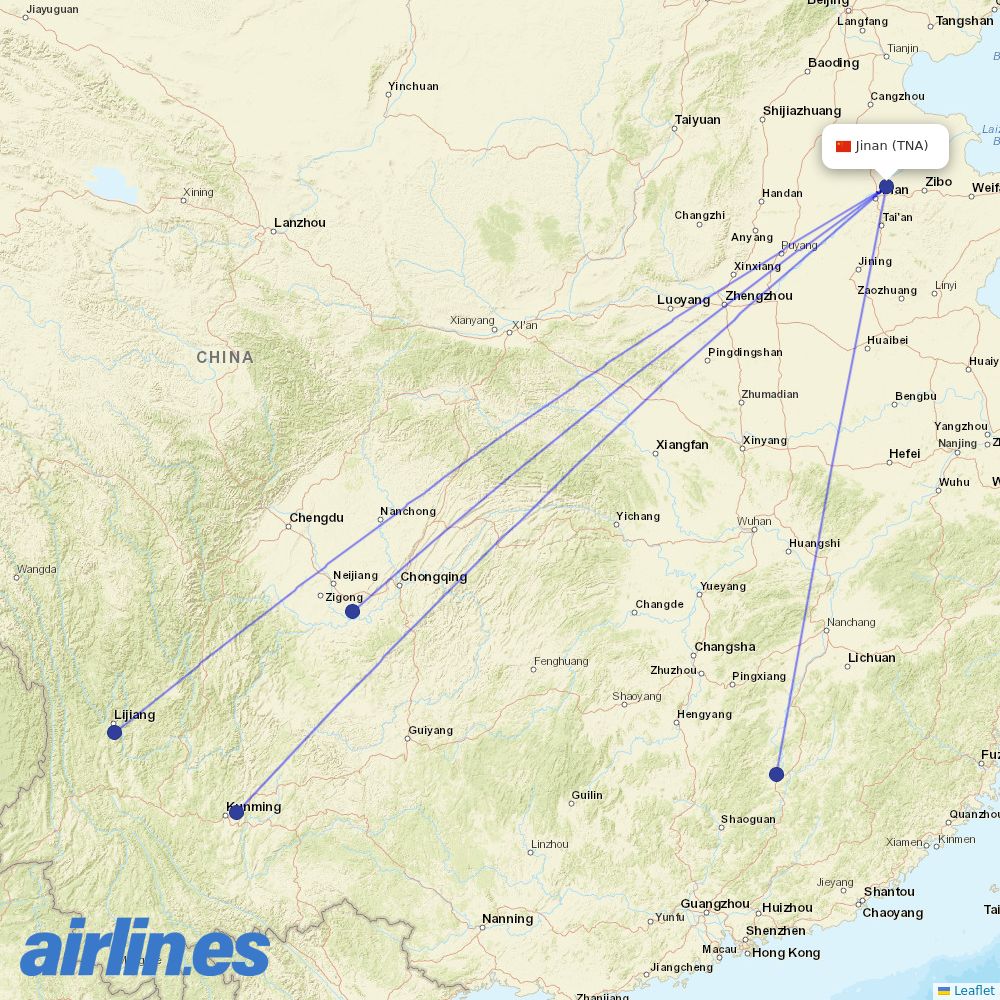 Lucky Air at TNA route map