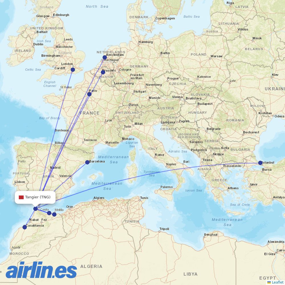 Royal Air Maroc at TNG route map
