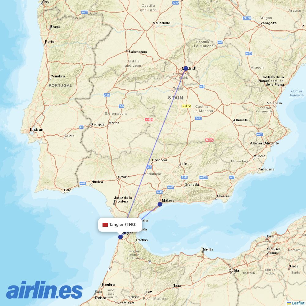 Iberia from Ibn Batouta destination map