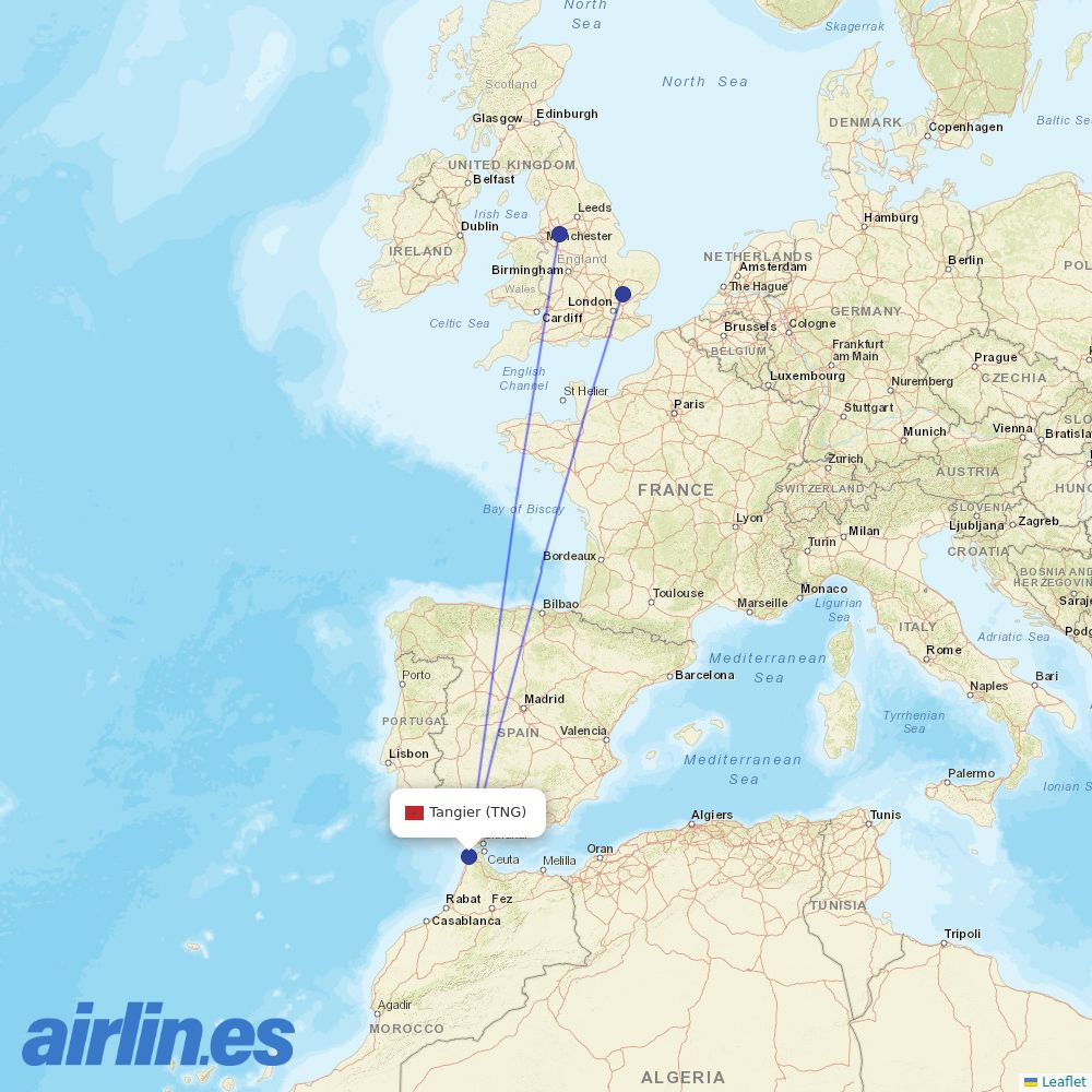 Ryanair UK at TNG route map