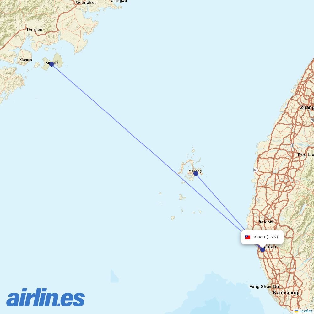 UNI Air at TNN route map