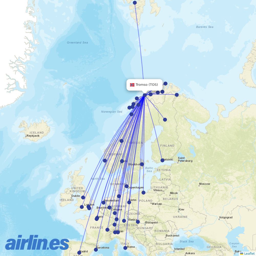 SAS at TOS route map