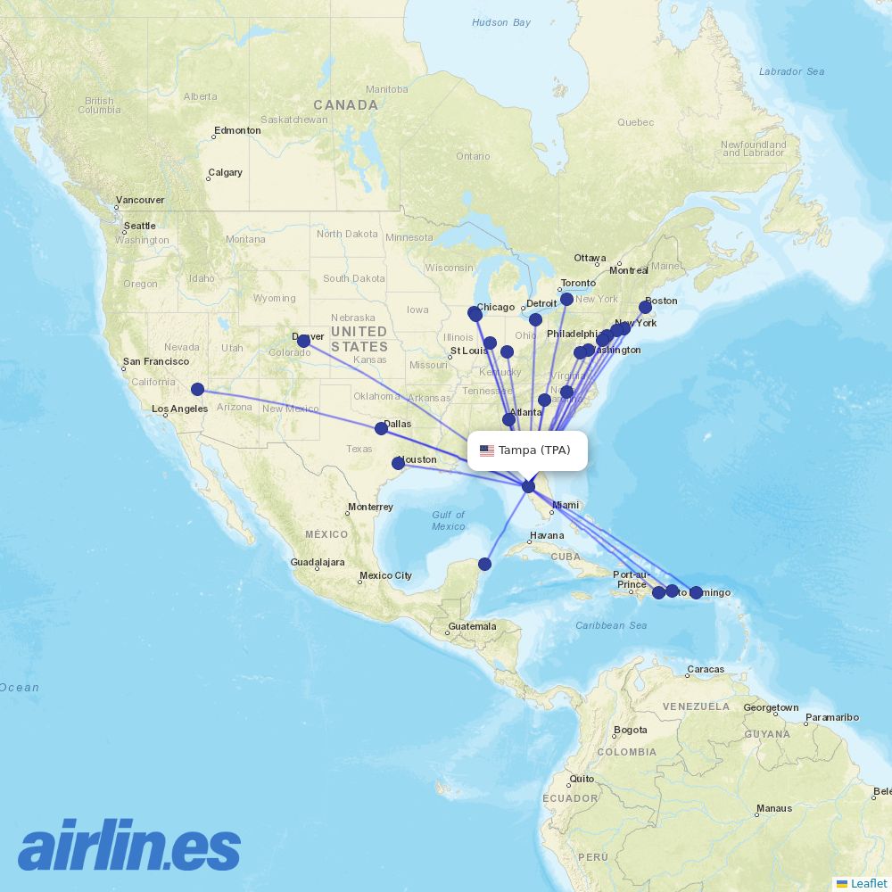 Frontier at TPA route map