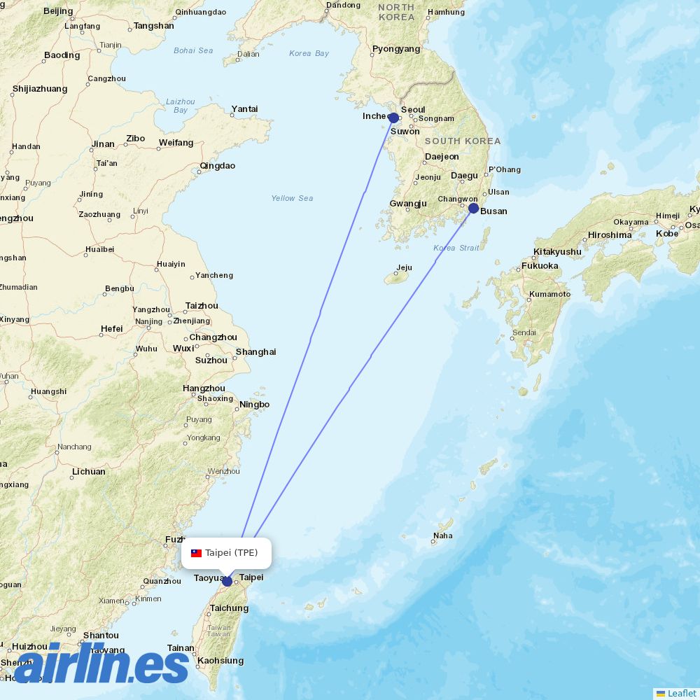 Jeju Air at TPE route map