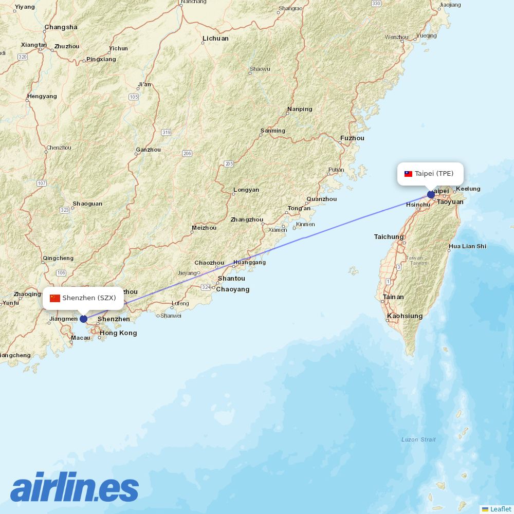 UNI Air at TPE route map