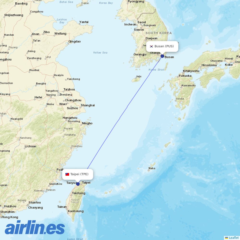 Air Busan at TPE route map