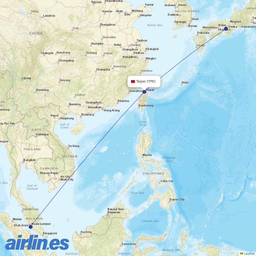AirAsia X at TPE route map