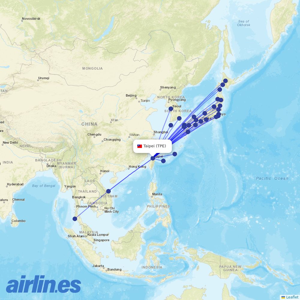 Tigerair Taiwan at TPE route map