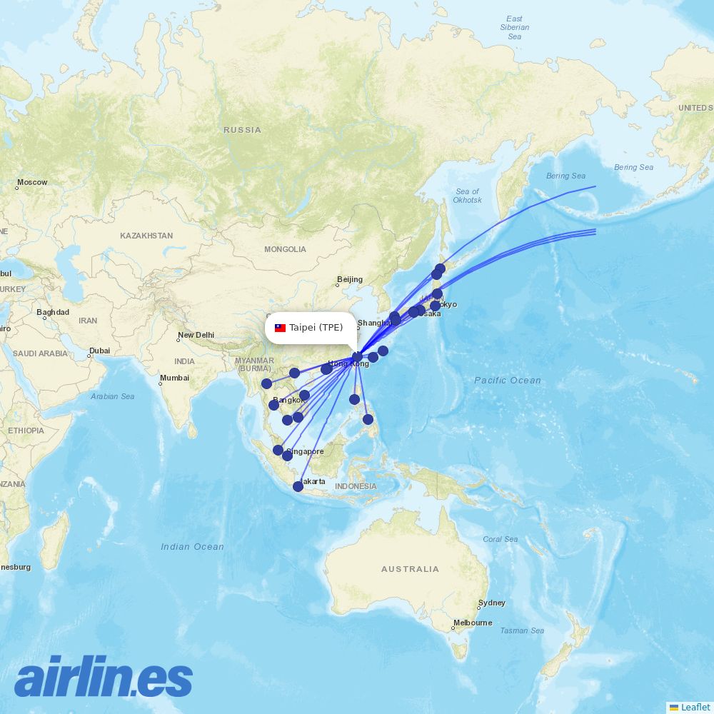 Starlux at TPE route map