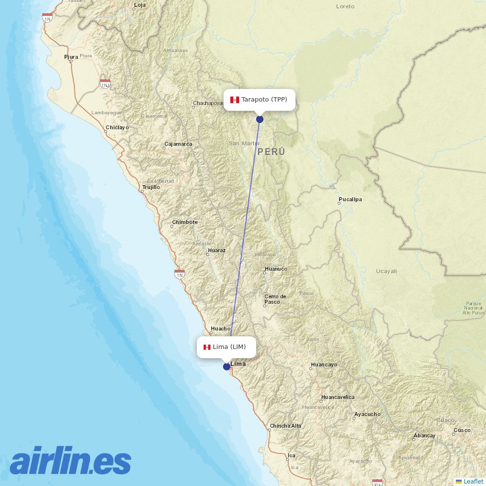 LATAM Airlines from Tarapoto destination map