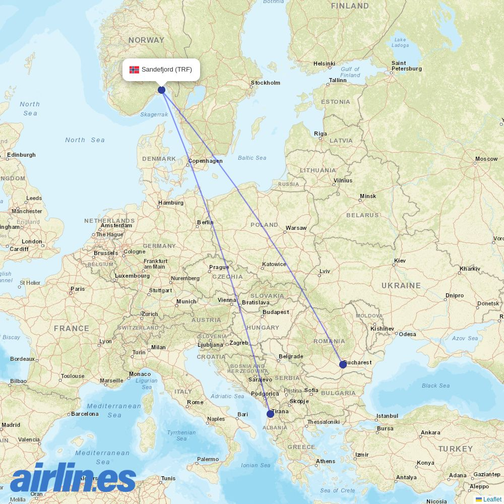 Wizz Air Malta from Torp destination map