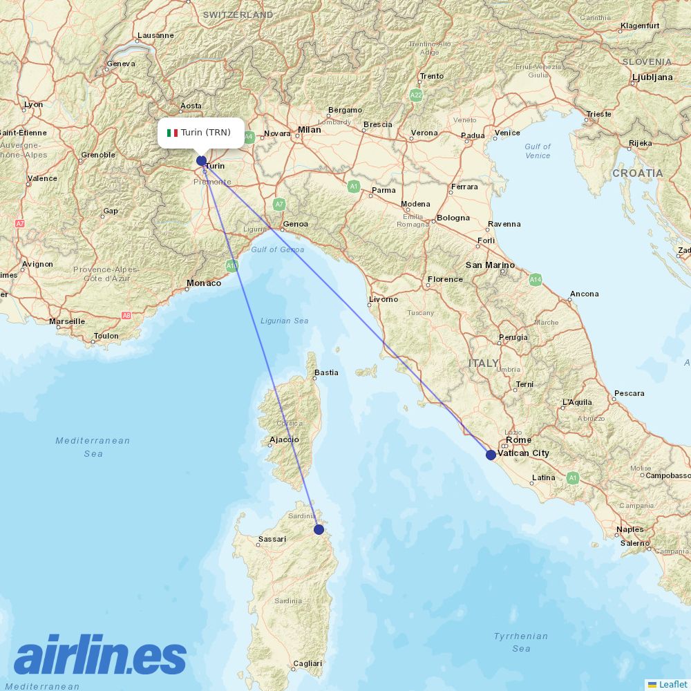 ITA Airways at TRN route map
