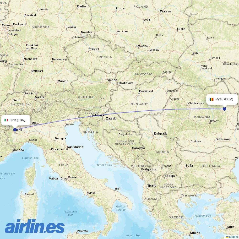 Dan Air at TRN route map