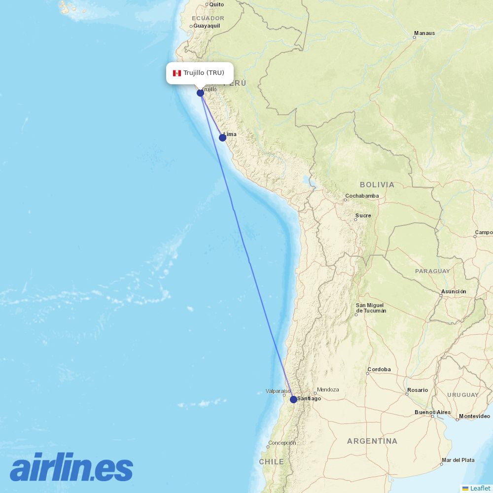 Sky Airline at TRU route map