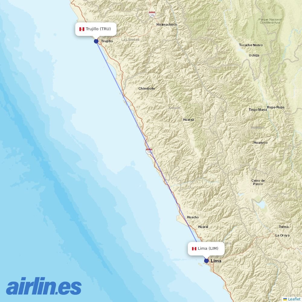LATAM Airlines from Capitan Carlos Martinez De Pinillos destination map