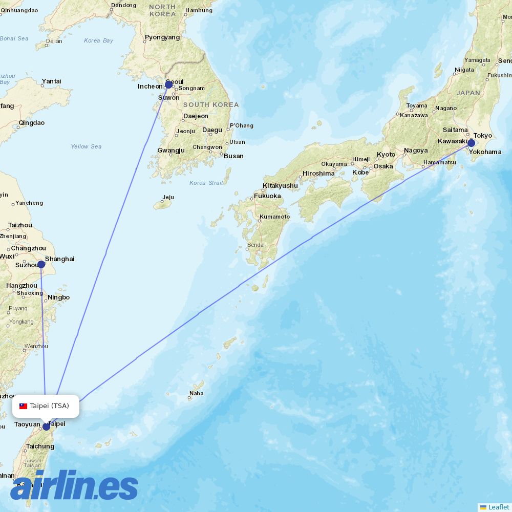 EVA Air from Sungshan destination map