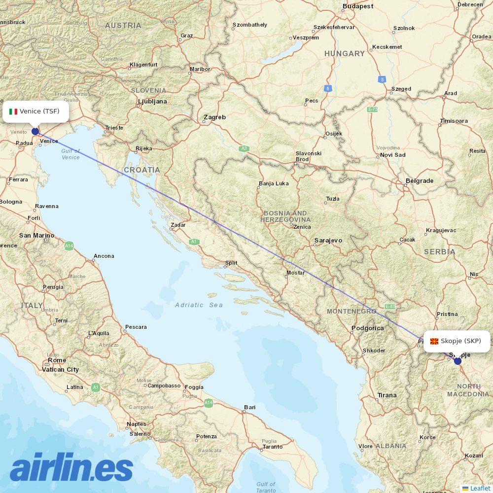 Wizz Air from Treviso Airport destination map