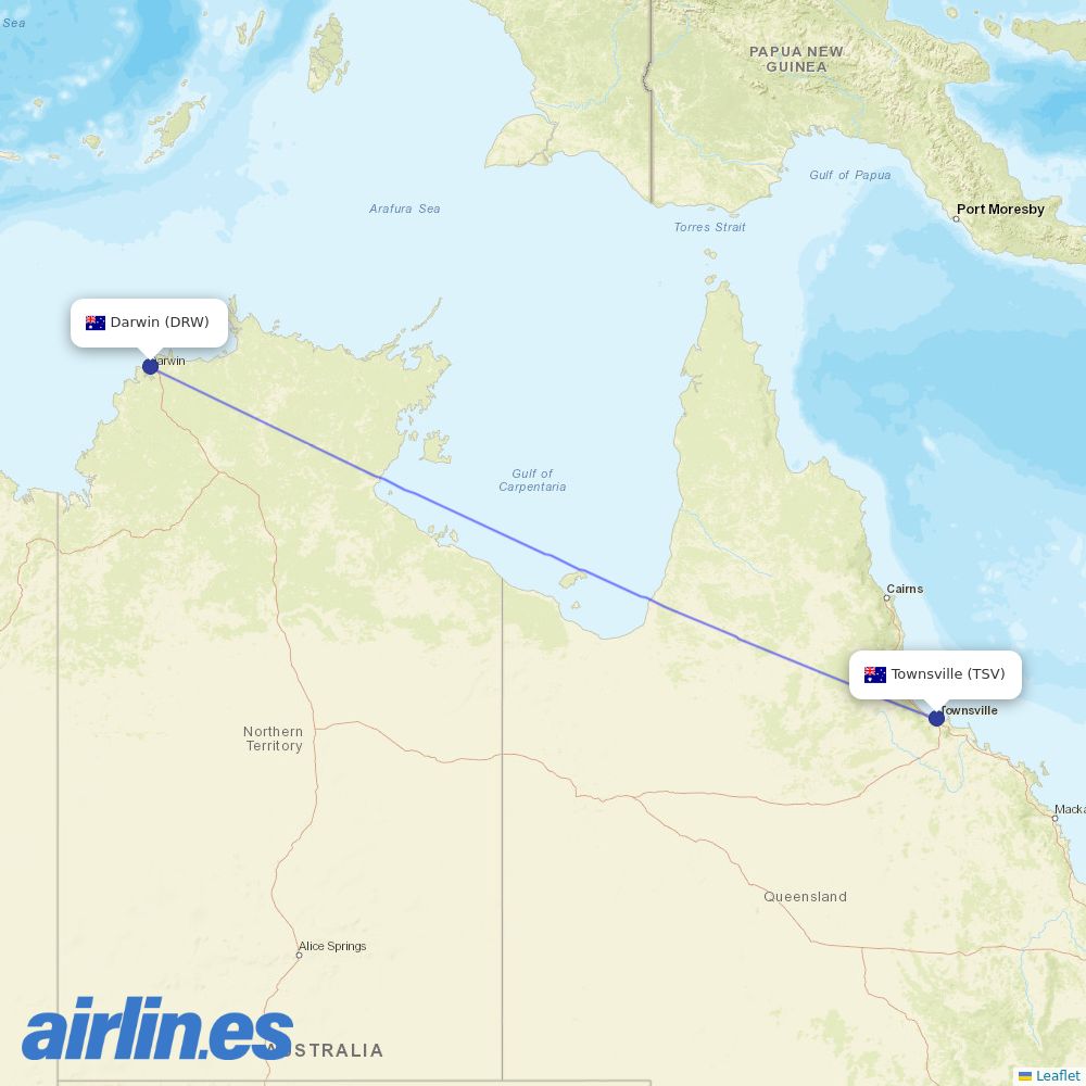 Airnorth from Townsville destination map