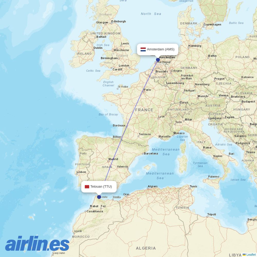 Air Arabia Maroc from Saniat Rmel destination map