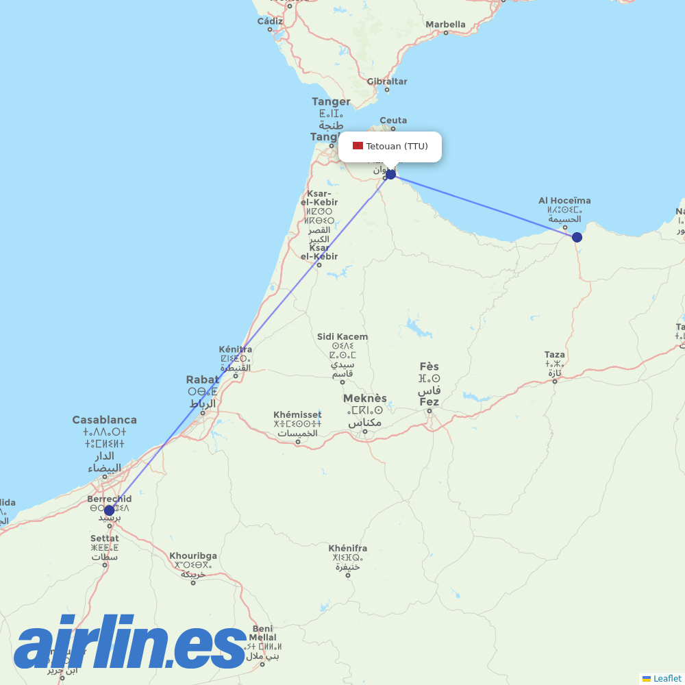Royal Air Maroc at TTU route map