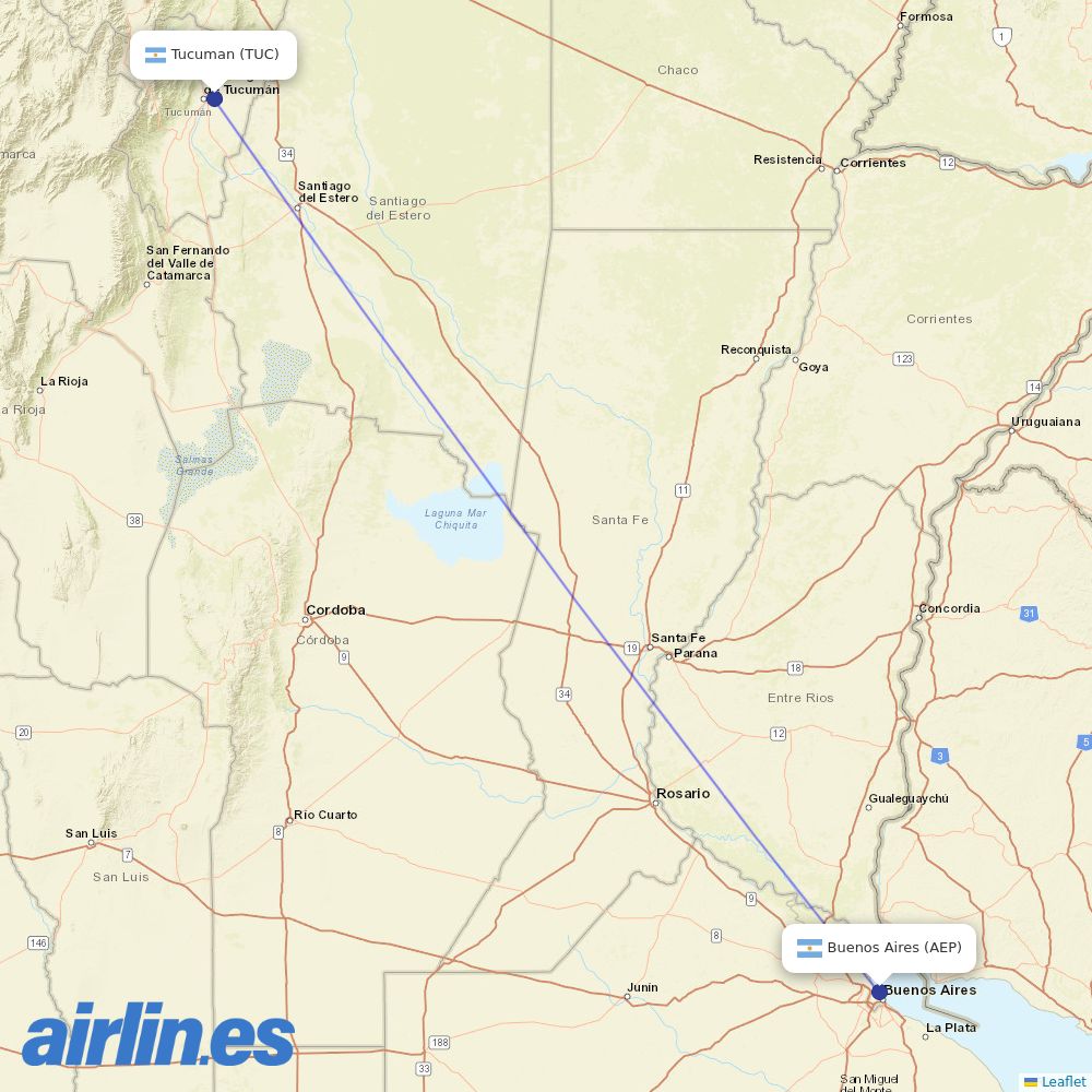 Felix Airways at TUC route map