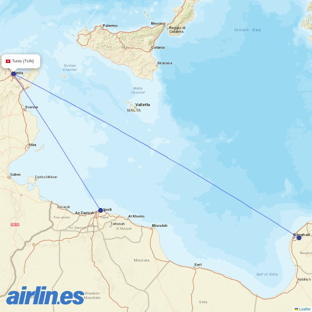 Buraq Air at TUN route map