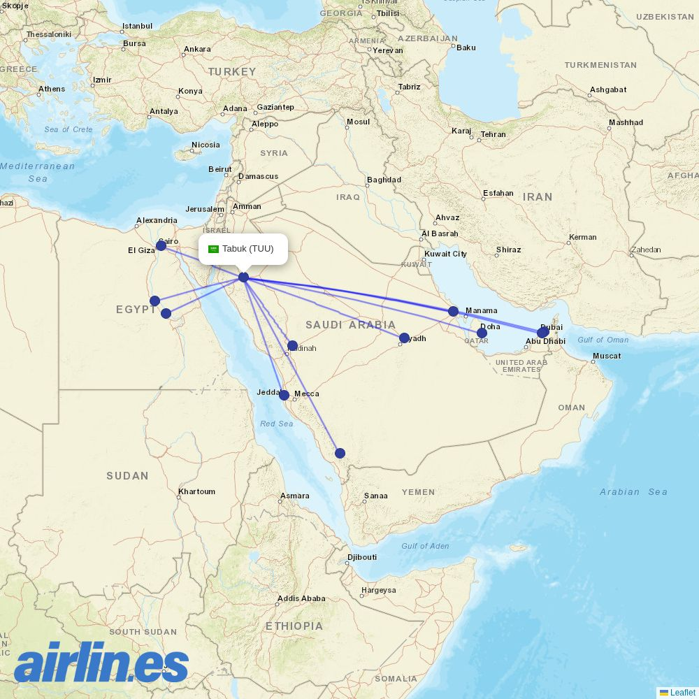 Nesma Airlines at TUU route map
