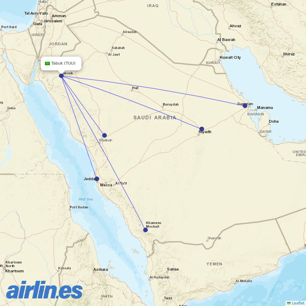 Flynas at TUU route map