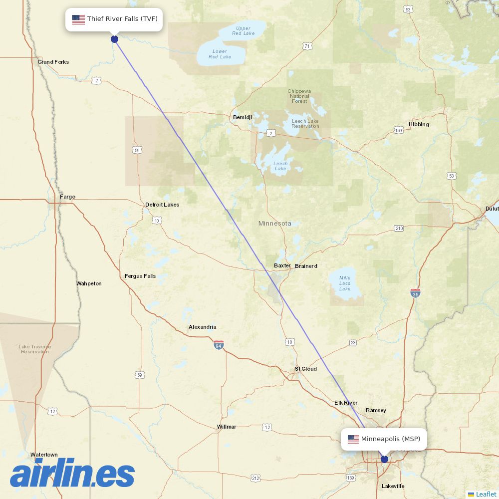 Key Lime Air at TVF route map