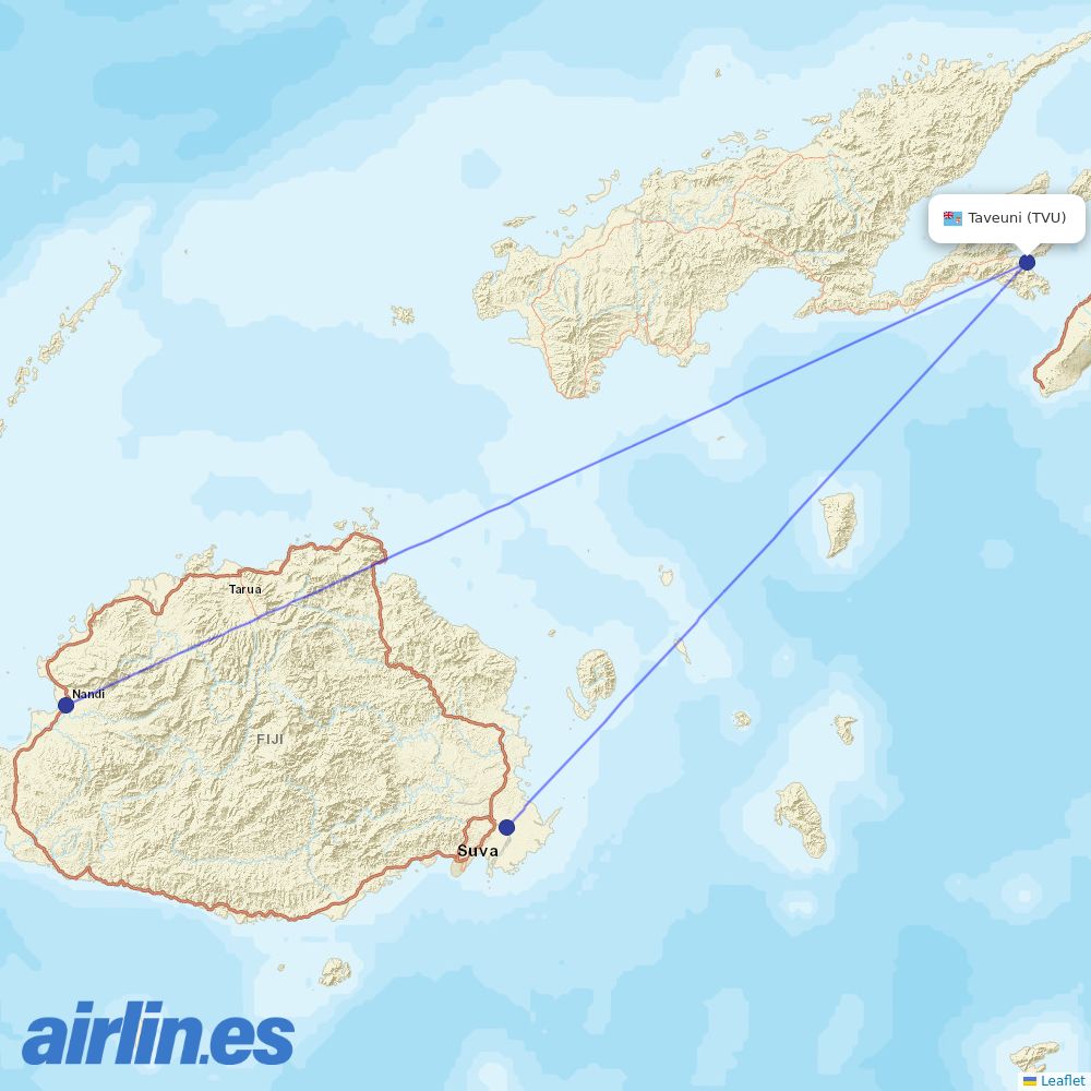Fiji Airways at TVU route map