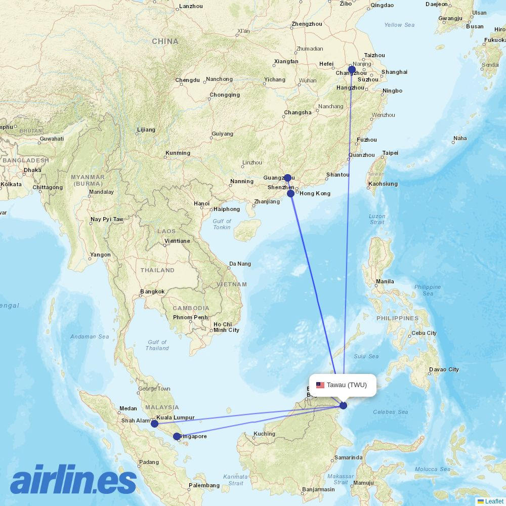 Firefly from Tawau destination map