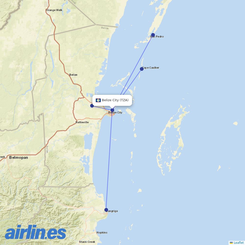 MIA at TZA route map