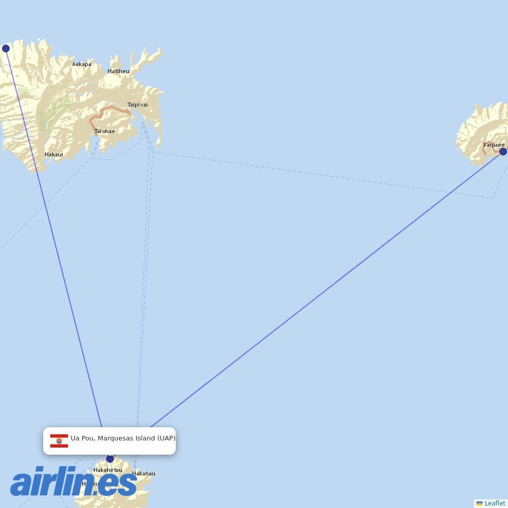 Air Tahiti from Ua Pou Airport destination map