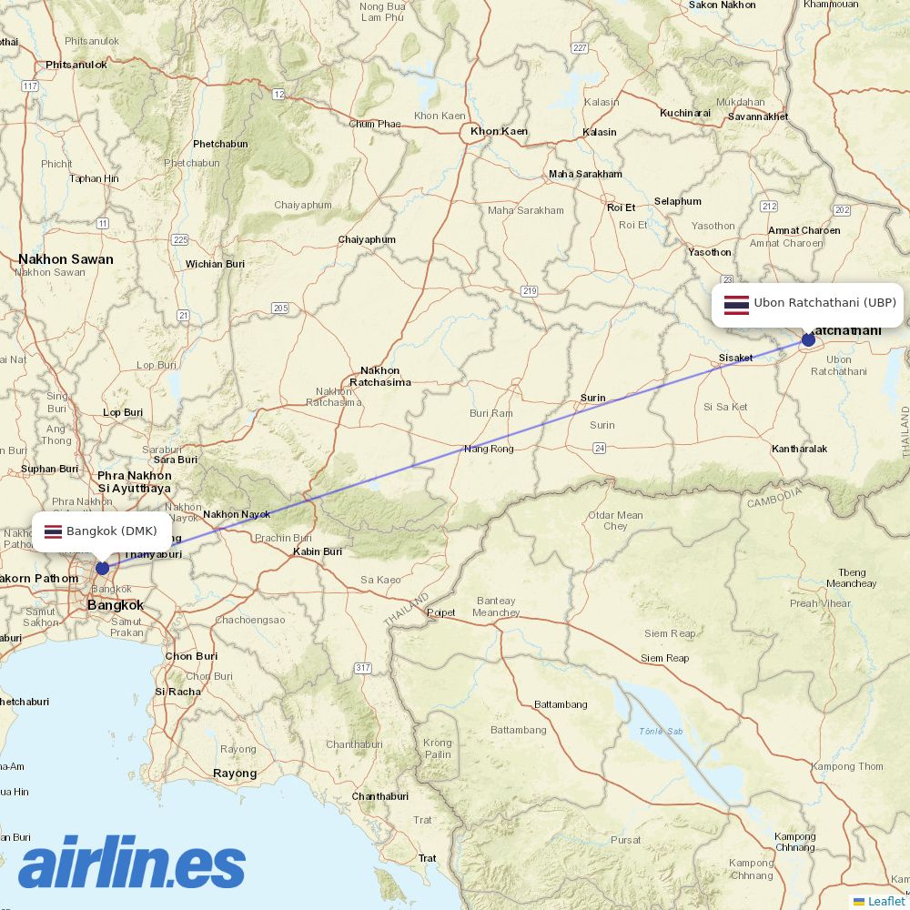 Nok Air at UBP route map