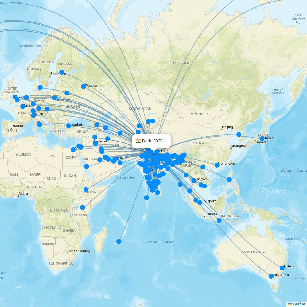 UTair from Ukhta destination map