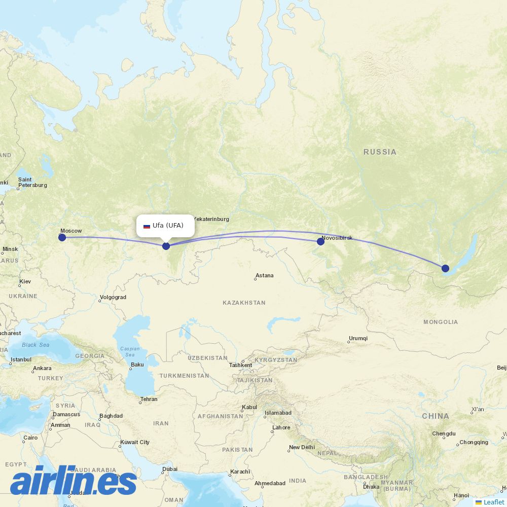 S7 Airlines at UFA route map