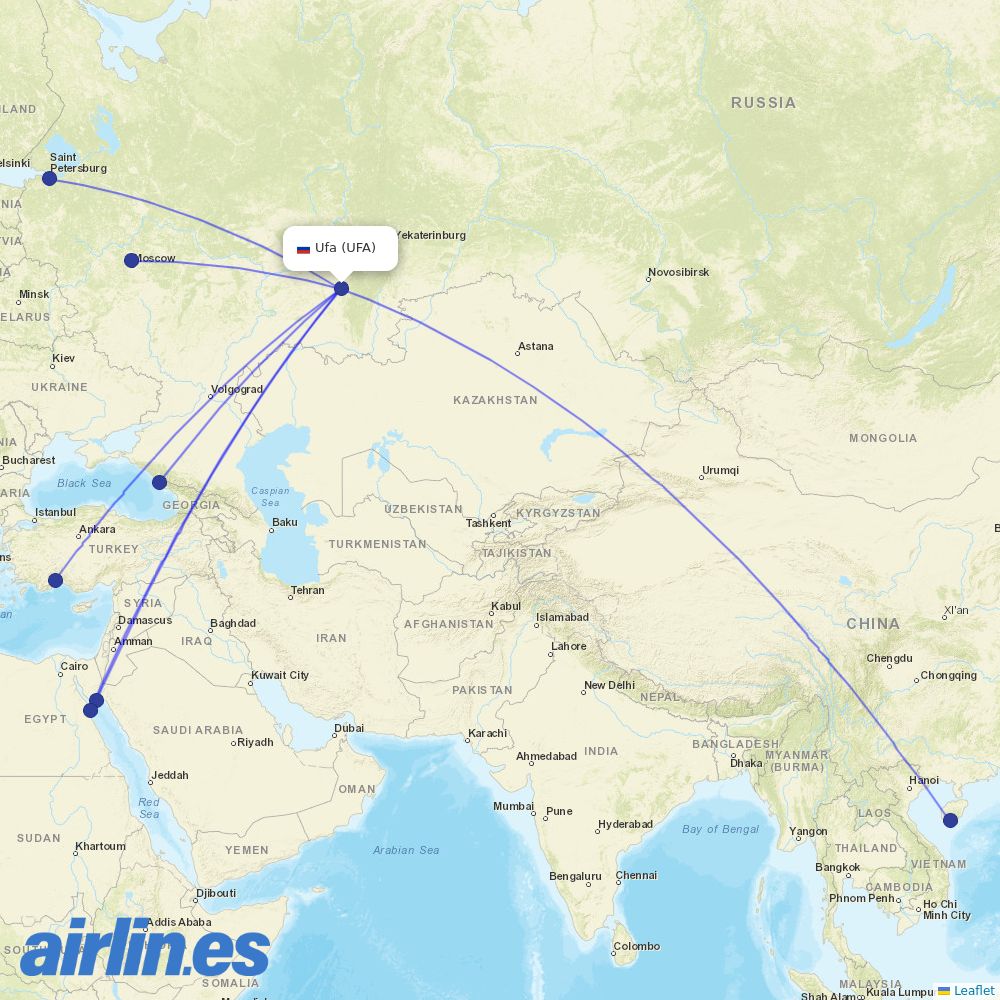 Aeroflot from Ufa destination map