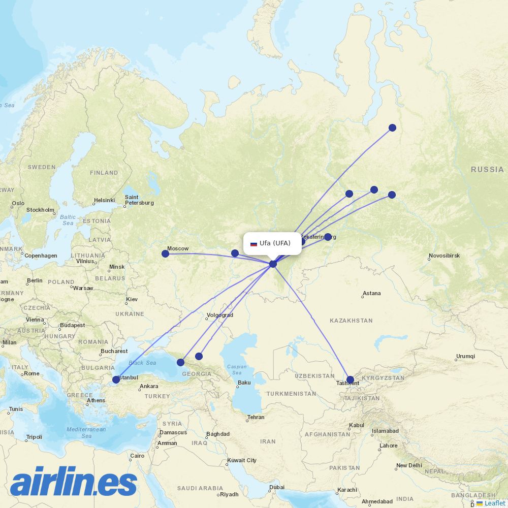 UTair at UFA route map