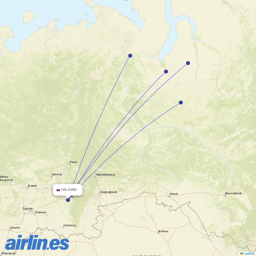 Yamal Airlines at UFA route map