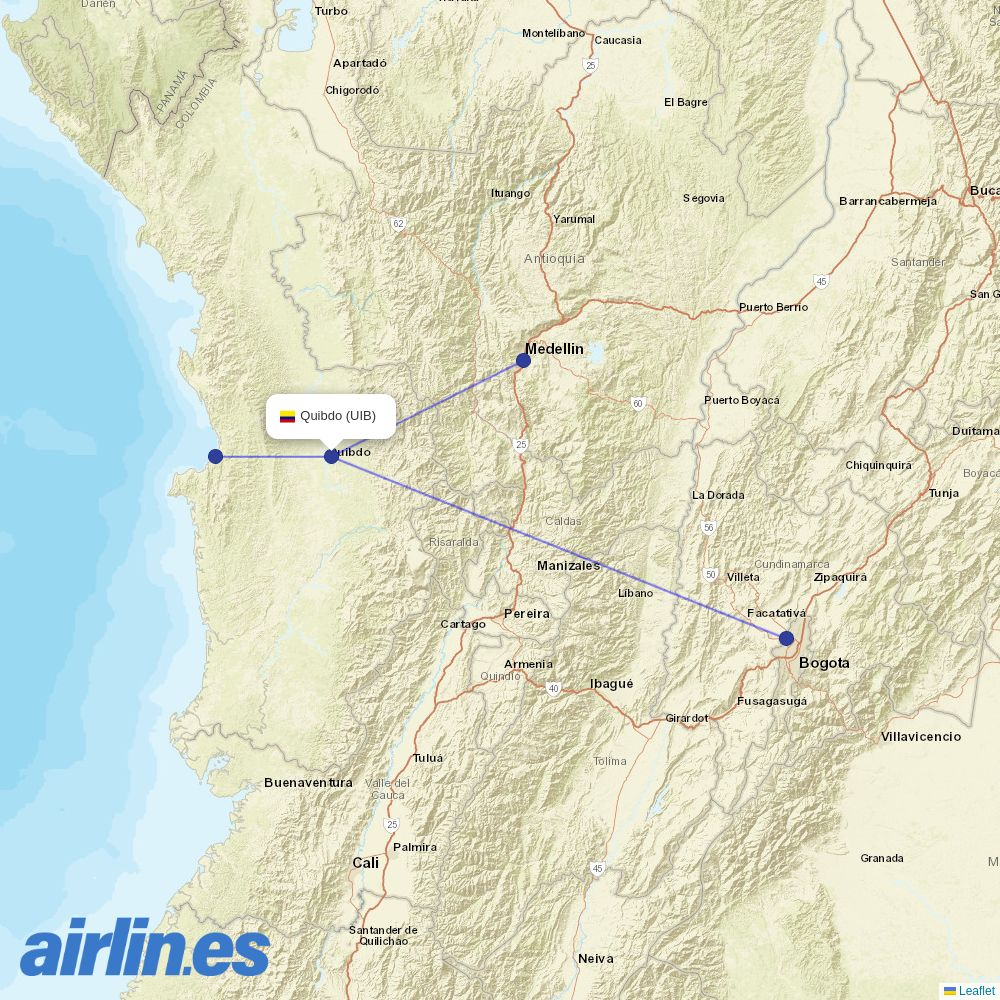 SATENA at UIB route map