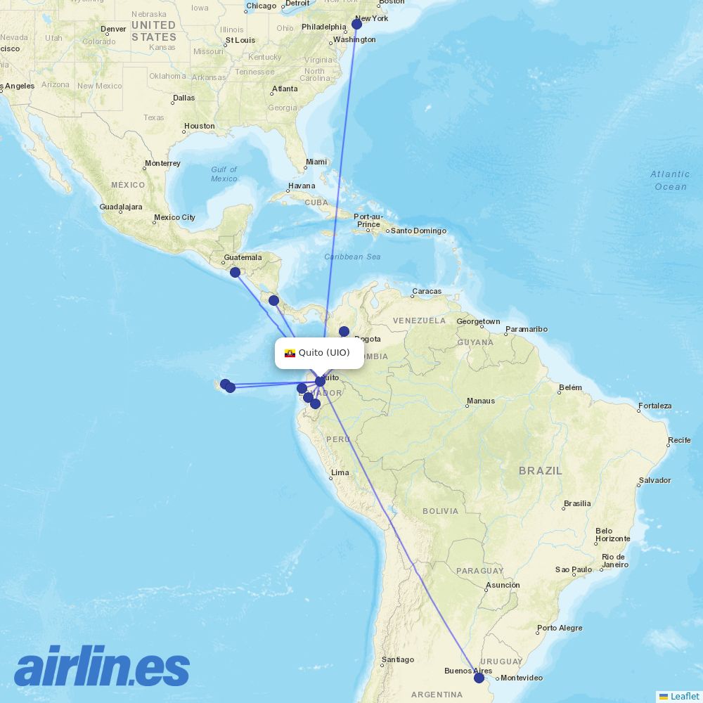 AVIANCA at UIO route map
