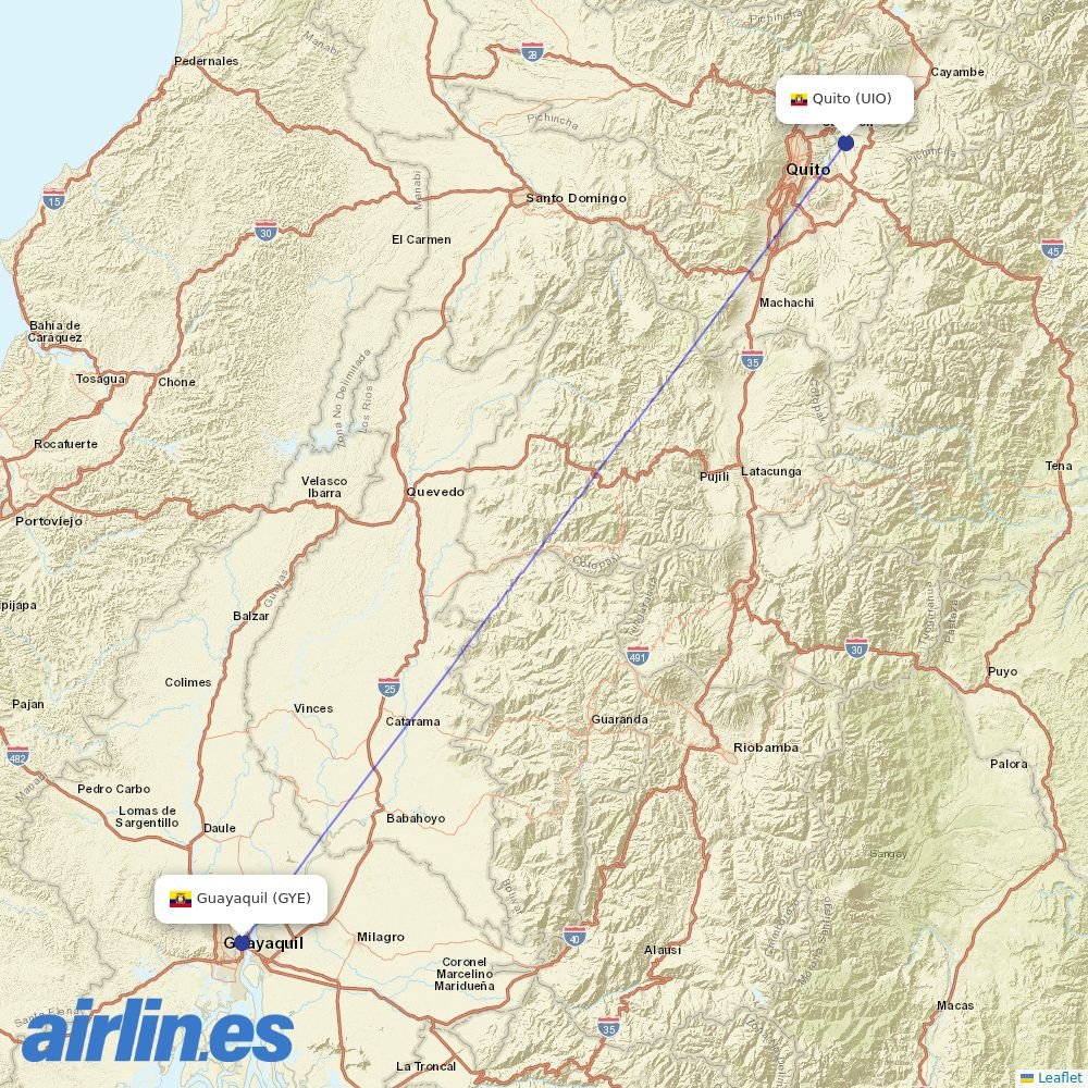 KLM from Mariscal Sucre International destination map