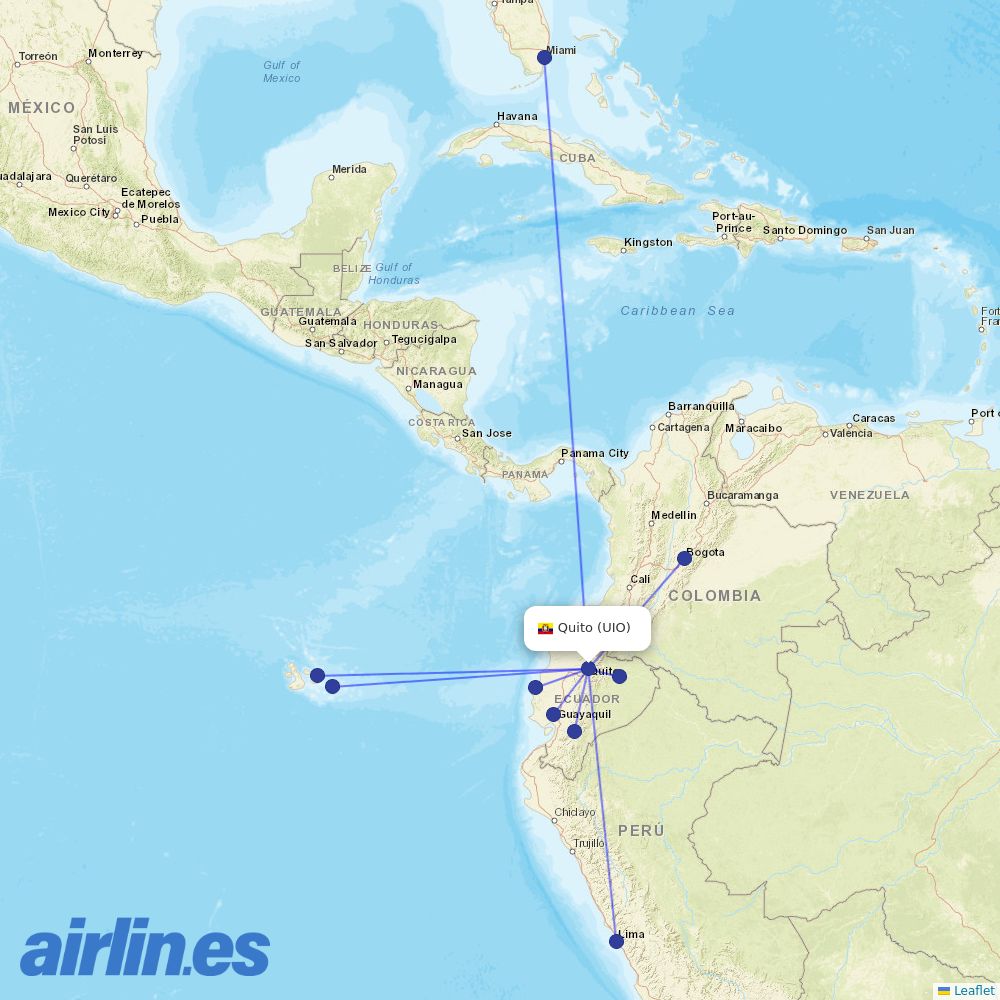 LATAM at UIO route map