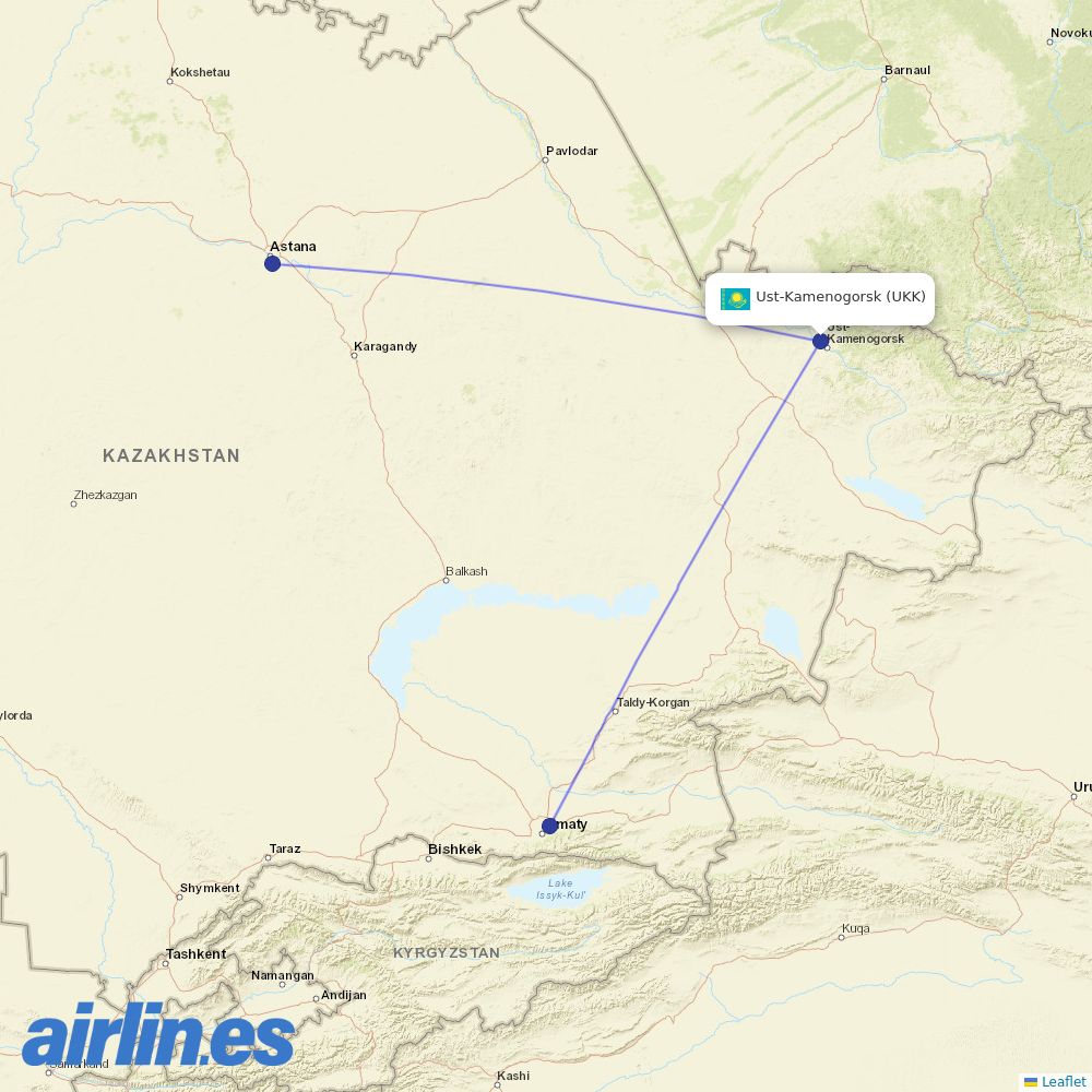 Air Astana at UKK route map