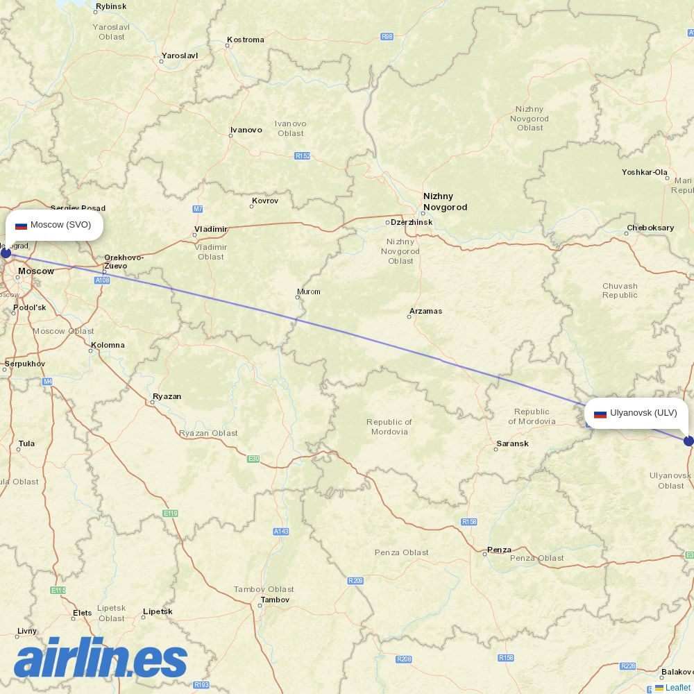 Aeroflot from Barataevka destination map
