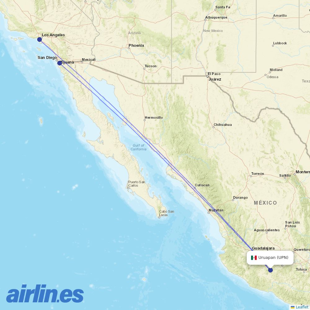 Volaris from Licenciado Y Gen Ignacio Lopez Rayon destination map