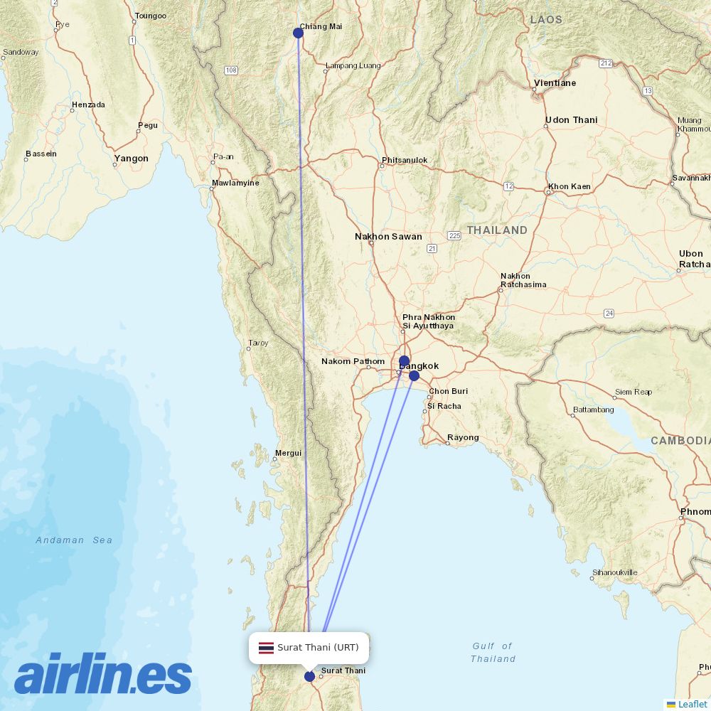 Thai AirAsia at URT route map