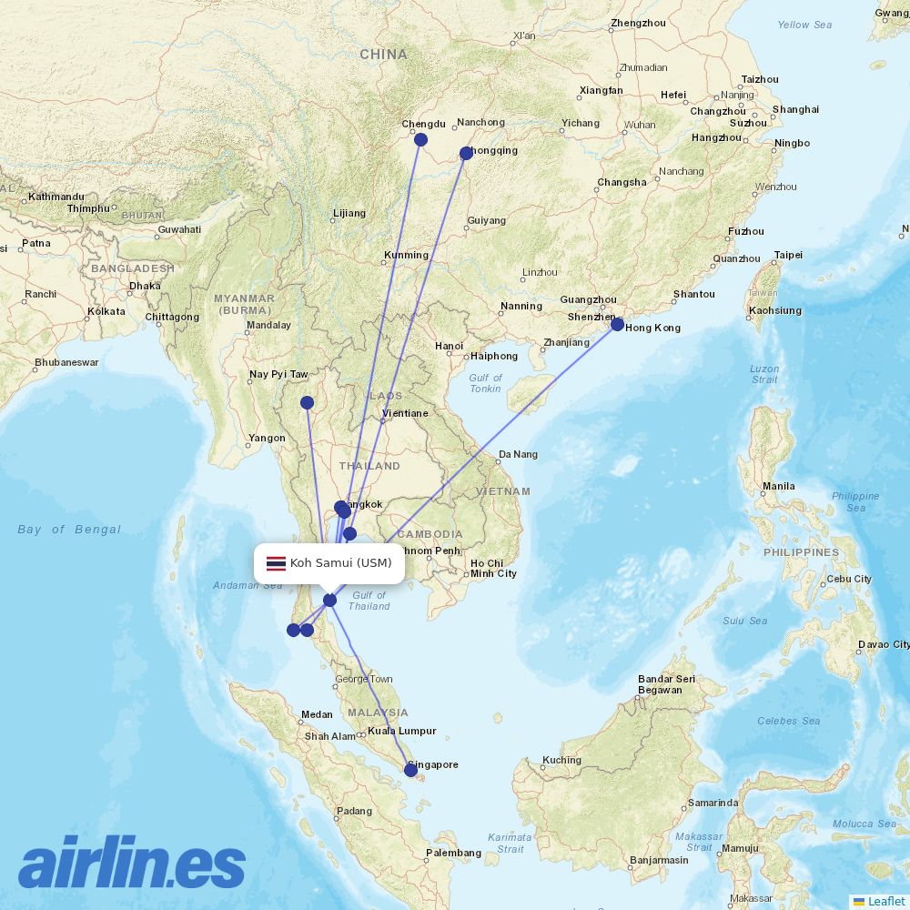 Bangkok Airways at USM route map