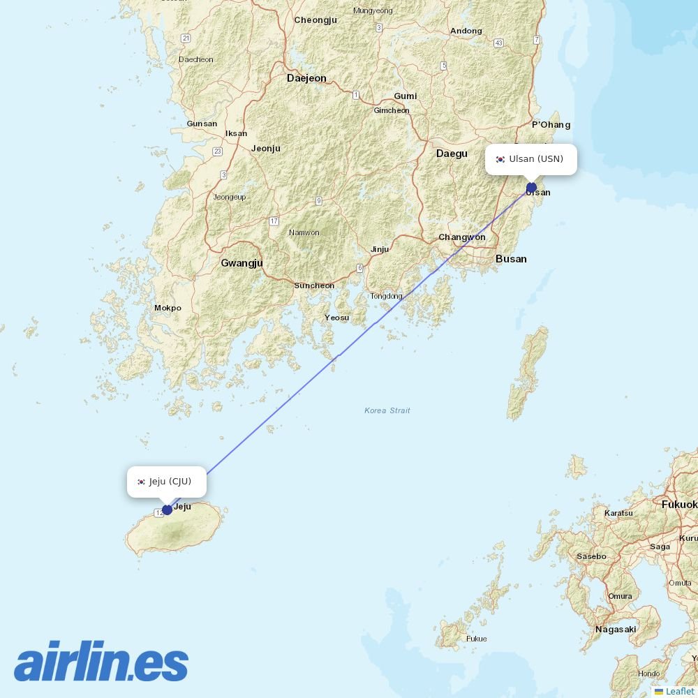 Air Busan at USN route map